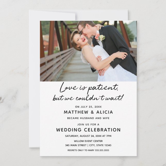 Love is patient Wedding Announcement Reception (Front)
