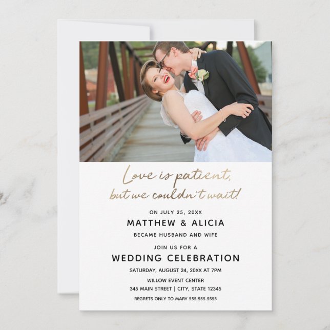 Love is patient Wedding Announcement Reception (Front)