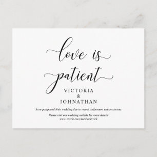 Love is patient, Wedding Ceremony Change the date Postcard