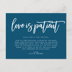 Love Is Patient Wedding Postponement Announcement Postcard