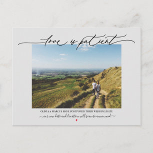 Love is Patient Wedding Postponement Grey Postcard