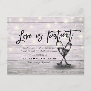 Love is Patient Wedding Postponement Rescheduled Announcement Postcard