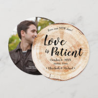 Love is patient wedding postponement Wood Photo