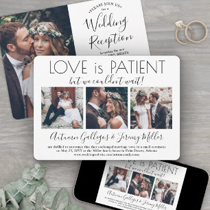 Love is Patient Wedding Reception 4 Photo Collage Invitation