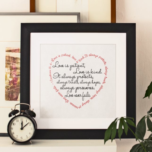  Love is Patient Word Heart unframed or framed Poster (Creator Uploaded)