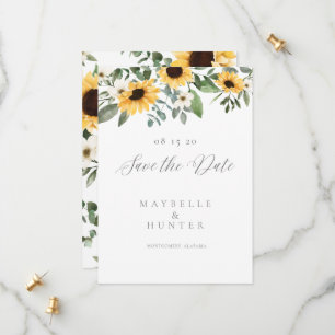 Love is Patient Yellow Watercolor Sunflower Wreath Save The Date