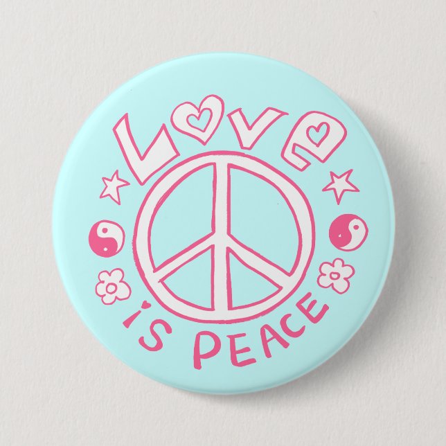 Love is Peace- Pink/ Sky Button (Front)