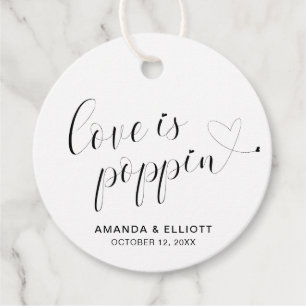 Love Is Poppin Heart Cute Elegant Modern Wedding Favour Tags
