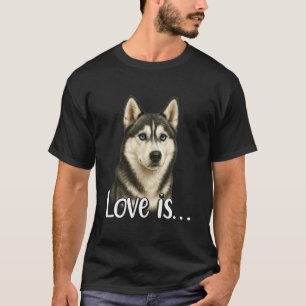 Love is Siberian Husky mum dad pet Animal Lover T-Shirt