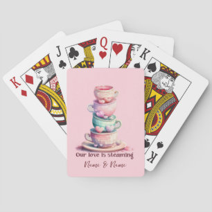 Love Is Steaming Pretty Coffee Cups Playing Cards