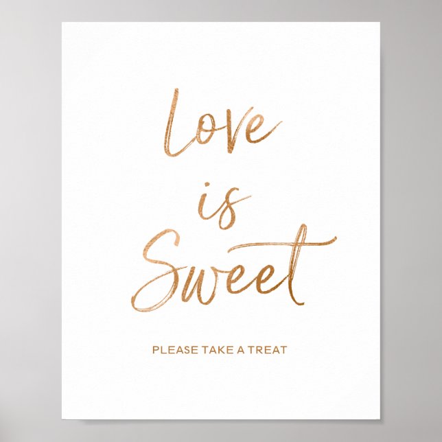 Love is Sweet 8x10 Stylish Rose Gold Wedding Sign (Front)