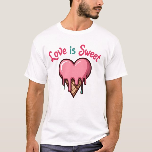 Love is Sweet and Messy - Melting Heart Ice Cream T-Shirt (Front)
