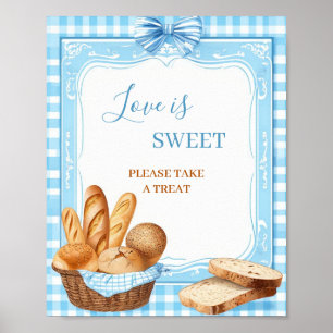 Love Is Sweet Baby Shower Sign Bakery Blue Gingh