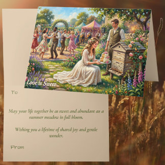 Love is Sweet Bee Wedding British Folklore Nature Card