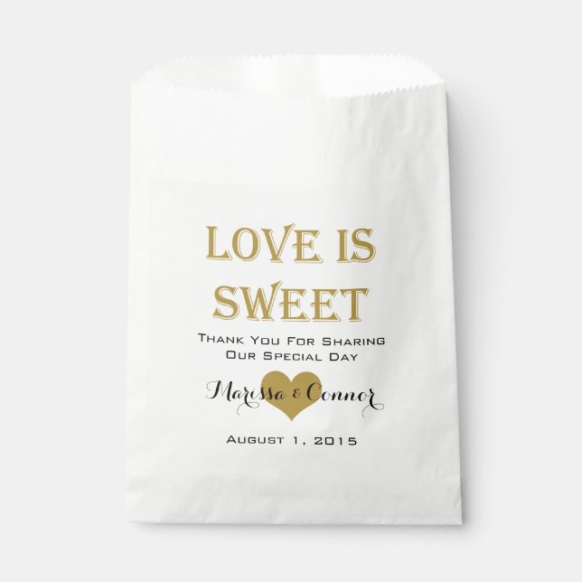 Love Is Sweet Black and Gold Wedding Bags (Front)
