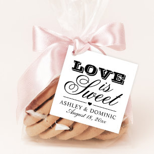 Love is Sweet Black Vintage Script Monogram Favour Tags