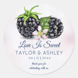 Love Is Sweet Blackberry Fruit   Wedding Classic Round Sticker