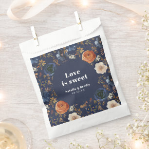 Love is Sweet Blue Rust Wedding Favour Bags
