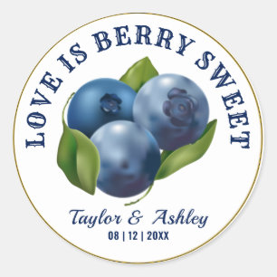 Love Is Sweet Blueberry Fruit Wedding Classic Round Sticker