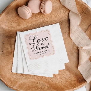 Love is Sweet Blush Pink Monogram Napkin