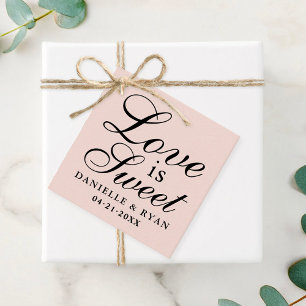 Love is Sweet Blush Pink Script Monogram Wedding Favour Tags