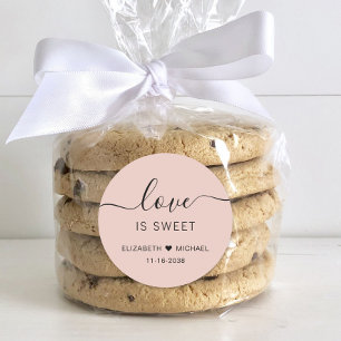 Love Is Sweet Blush Pink Wedding Classic Round Sticker