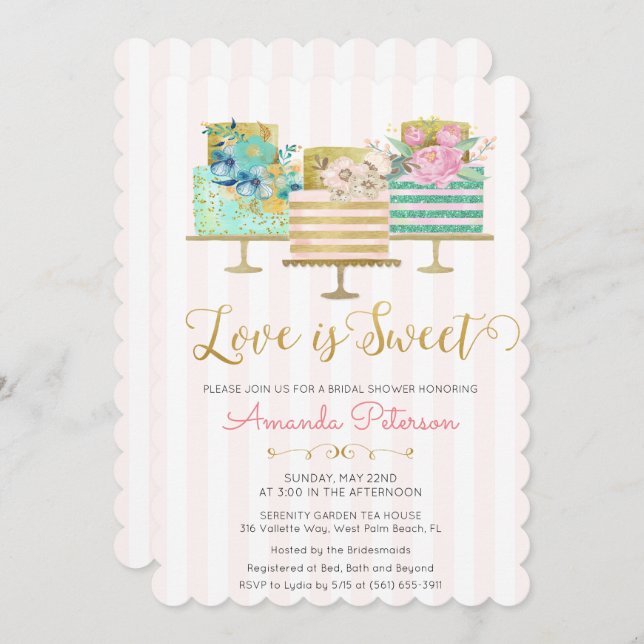 Love is Sweet Bridal Shower Invitation (Front/Back)