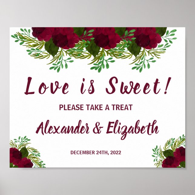 Love is Sweet Bridal Shower Wedding Red Flower Poster (Front)