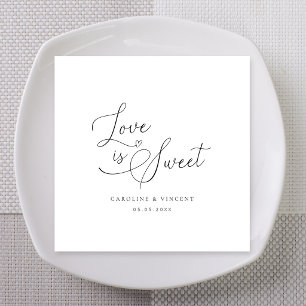 Love Is Sweet Calligraphy Wedding Custom Names Napkin