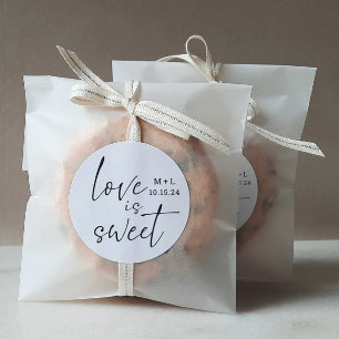 Love is Sweet Calligraphy Wedding Favour Classic Round Sticker