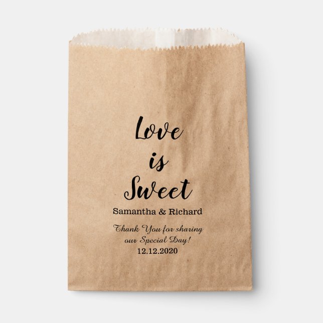 Love Is Sweet Candy Wedding Thank You Favour Bags (Front)