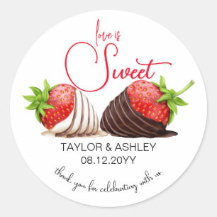 Love is Sweet Chocolate Covered Strawberries Classic Round Sticker