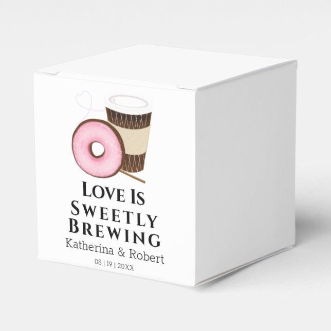 Love Is Sweet Coffee and Doughnut | Wedding Favour Box (Front Side)