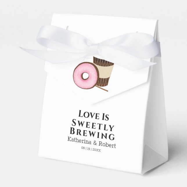 Love Is Sweet Coffee and Doughnut | Wedding Favour Box (Front Side)