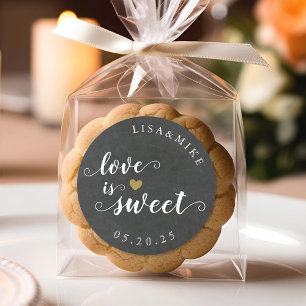 Love is Sweet Custom Wedding Favour Chalkboard Classic Round Sticker