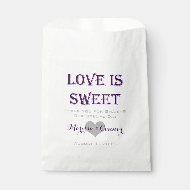 Love Is Sweet Dark Purple Wedding Bags (Front)