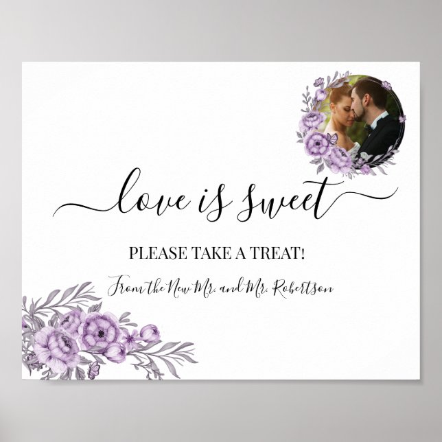 Love is Sweet Dessert Table Wedding Greenery Sign (Front)