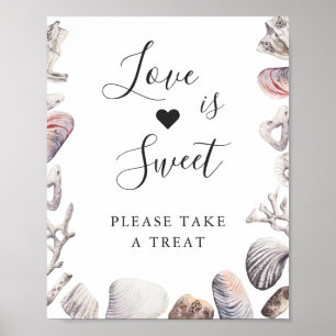 Love is Sweet Dessert Watercolor White Sea Shell Poster