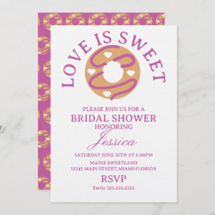 Love is sweet donut with hearts Bridal Shower Invitation