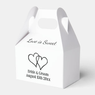 Love is sweet double heart wedding logo custom favour box
