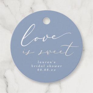 Love is Sweet Dusty Blue Bridal Shower Favour Tags