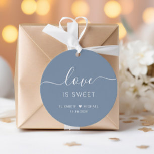 Love Is Sweet Dusty Blue Wedding Favour Tags