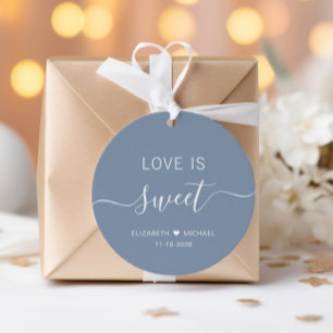 Love Is Sweet Dusty Blue Wedding Favour Tags