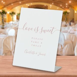 Love Is Sweet Dusty Rose Signature Script Favour Pedestal Sign