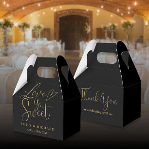 Love Is Sweet Elegant Black And Gold Wedding Favour Box