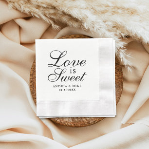 Love is Sweet Elegant Black Wedding Monogram Napkin