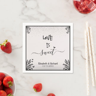Love is sweet elegant fun script wedding napkin