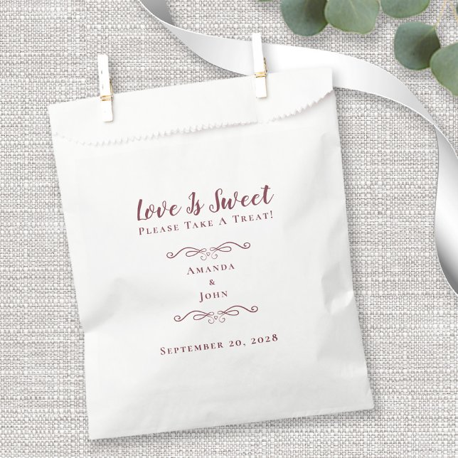 Love is Sweet Elegant Wedding Reception Burgundy Favour Bags (Creator Uploaded)