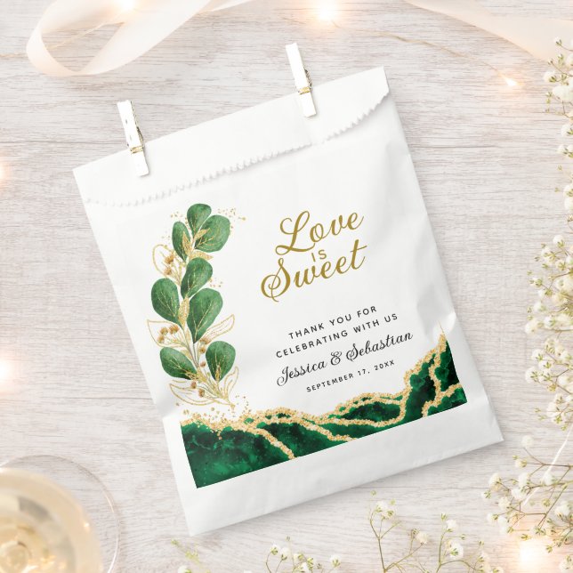 Love is Sweet Emerald Green Wedding Thank You Favour Bags (Clipped)
