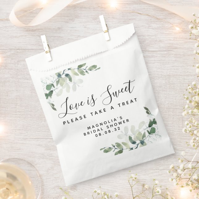 Love is Sweet Eucalyptus Bridal Shower  Favour Bags (Clipped)